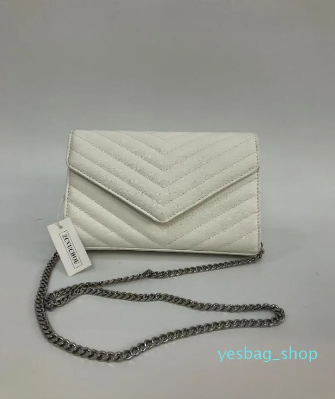 Moda kobiety luksusowe torba crossbody słynna klasyczna projektantka Messenger Lady Cross Body Borbs torebka żeńska torba torebka czarna 98523 Srebrna łańcuch pu skóra