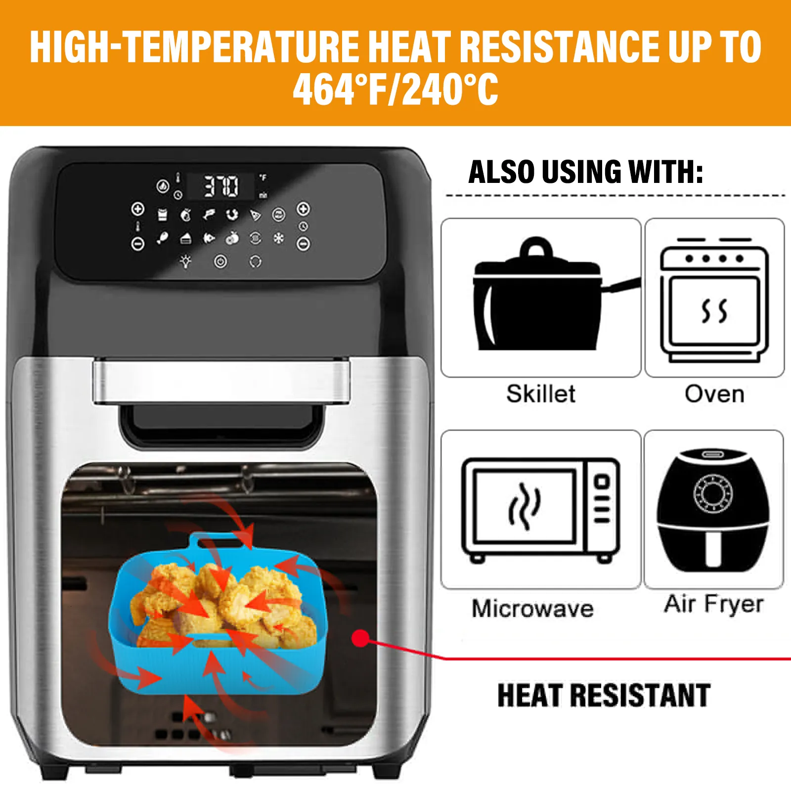 Outils De Pâtisserie À Cuisson Air Fryer Silicone Tray Rectangle