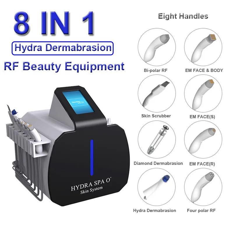 8 IN 1 Diamond Dermabrasie Gezicht Lifting Diepe reinigingsmachine Hydrofacial RF Mee-eter verwijderen Sproeten verwijderen Huidverstrakking Machine