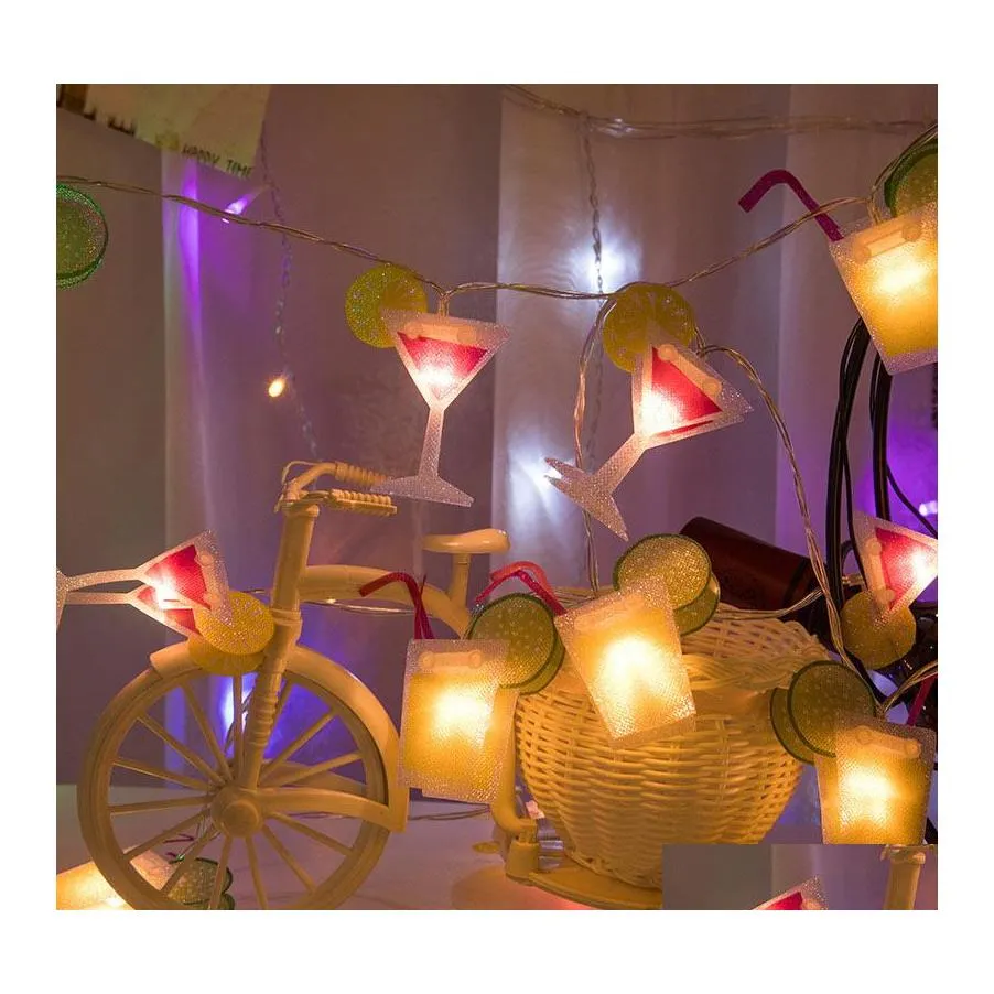 Cordes LED Brelong Bar Atmosphère Haute Qualité Couleur Lumière Chaîne Batterie Boîte Décorative Verre À Vin Forme Lumières De Noël Drop Del Otjcm