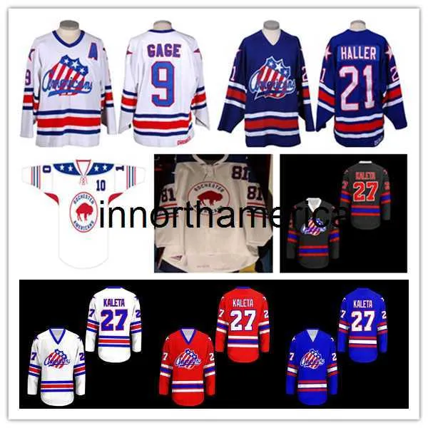 Rochester Americans Hockey Jersey Custom Jody Gage Ukko-Pekka Luukkonen John Peterka Jack Quinn Michael Mersch Arttu Ruotsalainen Ethan Prow Brandon Biro Schuldt