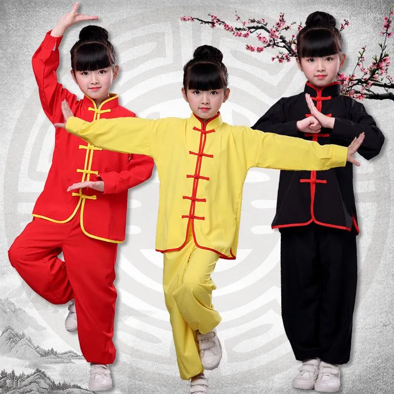 Vêtements de scène fille Costume chinois pour enfant chine Tai Chi traditionnel Wushu uniforme Costume filles garçon Kungfu ensemble