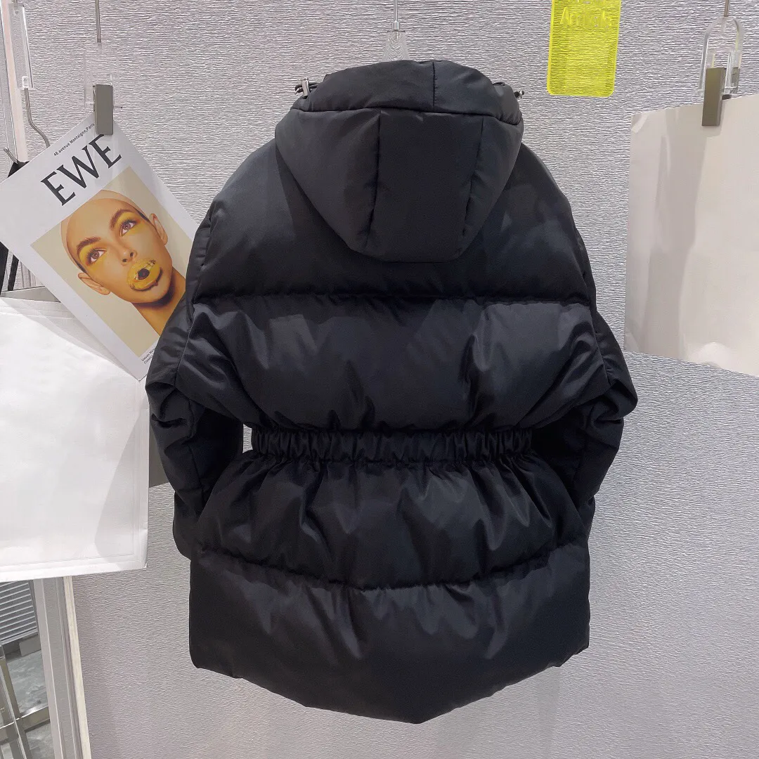 Parkas en duvet pour femmes avec capuche hiver fermeture éclair taille épaissie noir blanc canard veste femmes longueur moyenne garder au chaud coton manteau 221205