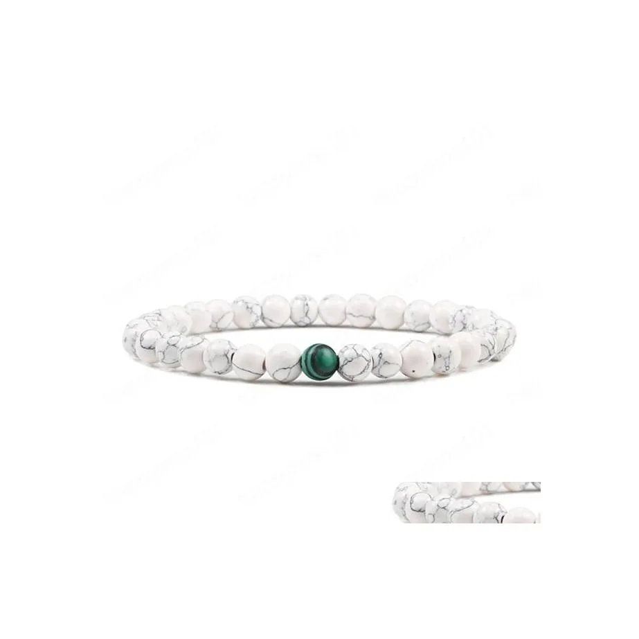 Pulseiras cl￡ssicas de pedra natural de 6 mm de 6 mm de pedra branca de mi￧angas para homens charme charme olho de cura contagem pulseira de pulseira de pulseira yoga jewe dhswt