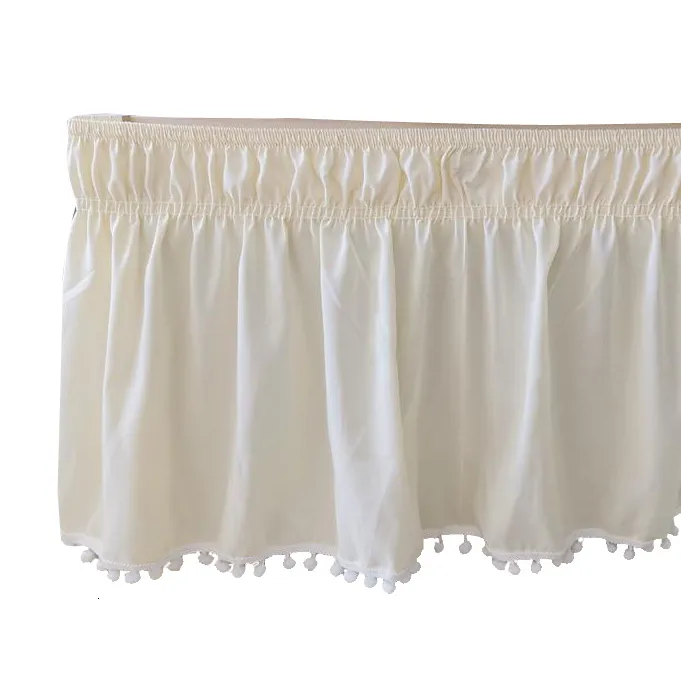 Bed Skirt 1PC White Wrap Around Elastic Shirts Without Surface s TwinFullQueenKing Home el Use # 221205