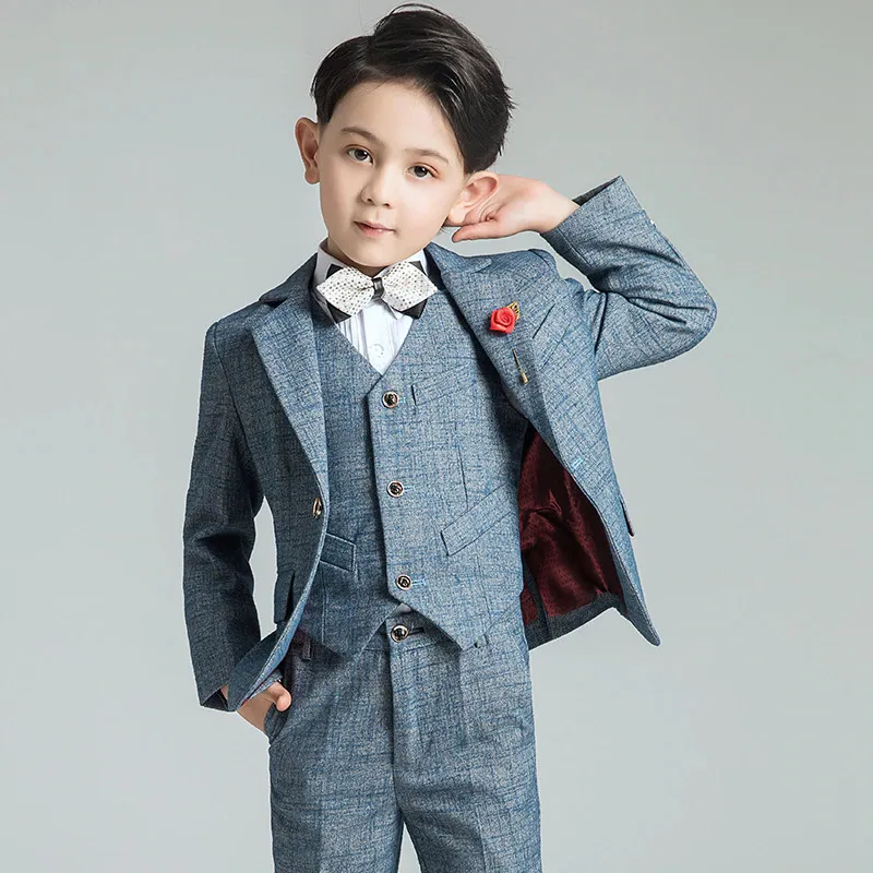 Costumes Fleur Garçons Costume De Mariage Formel Ensemble Enfants Fête Hôte Costume Petits Enfants Blazer Pantalon Vêtements Ensembles Uniforme Scolaire 5 Pièces 221205