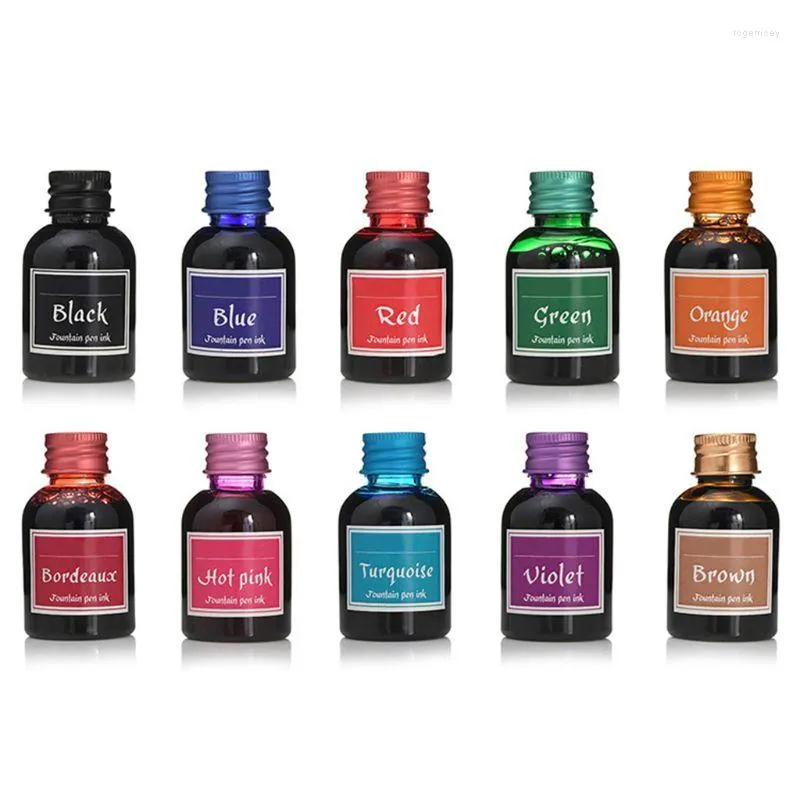 Kits de recarga de tinta, 10 Uds., 30ml, pluma estilográfica colorida, tintas de recarga, papelería, suministros escolares, gota