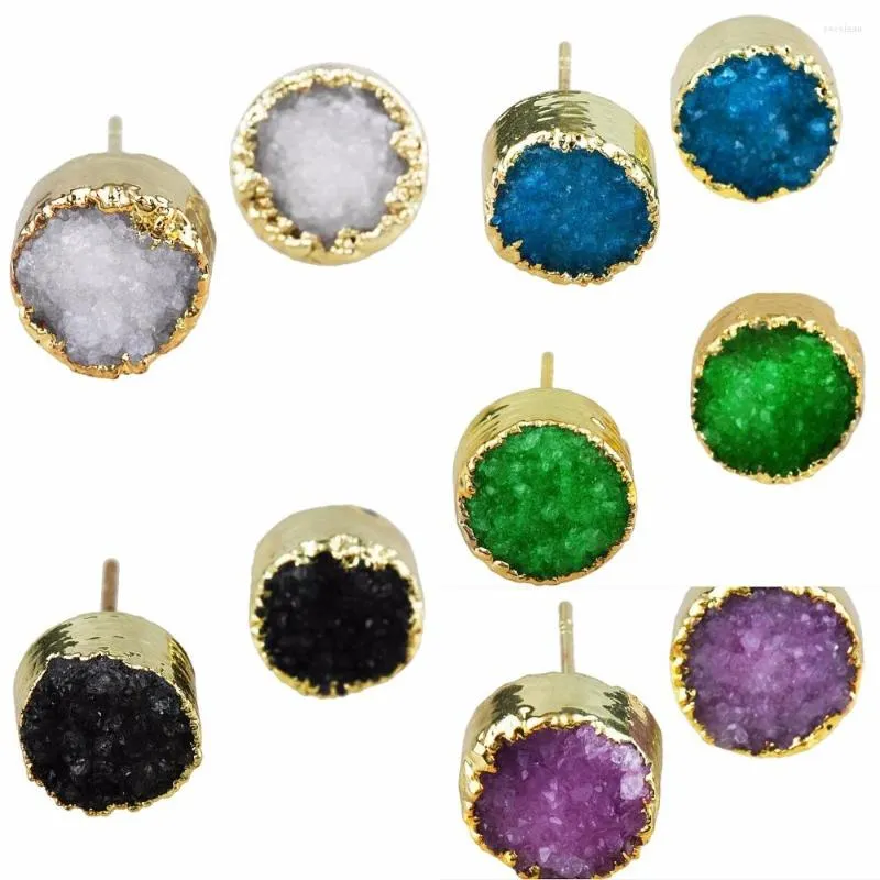 Ohrstecker TUMBEELLUWA Damen Kristall Quarz Geode Titan Druzy Ohr Drusy Schmuck