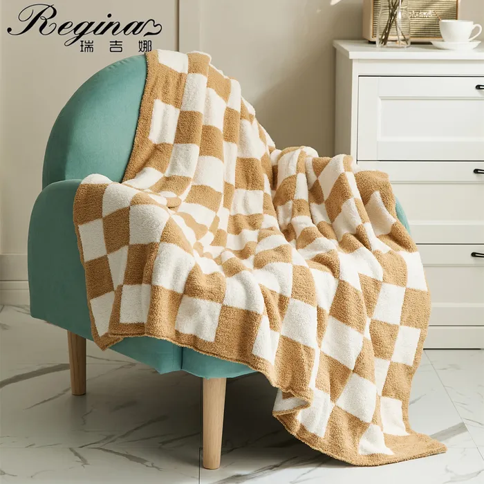 Deken Regina Brand Downy Checkboard Plaid Fluffy Soft Casual Sofa TV Throw Room Decor Bed Bed Spread Quilt 221205
