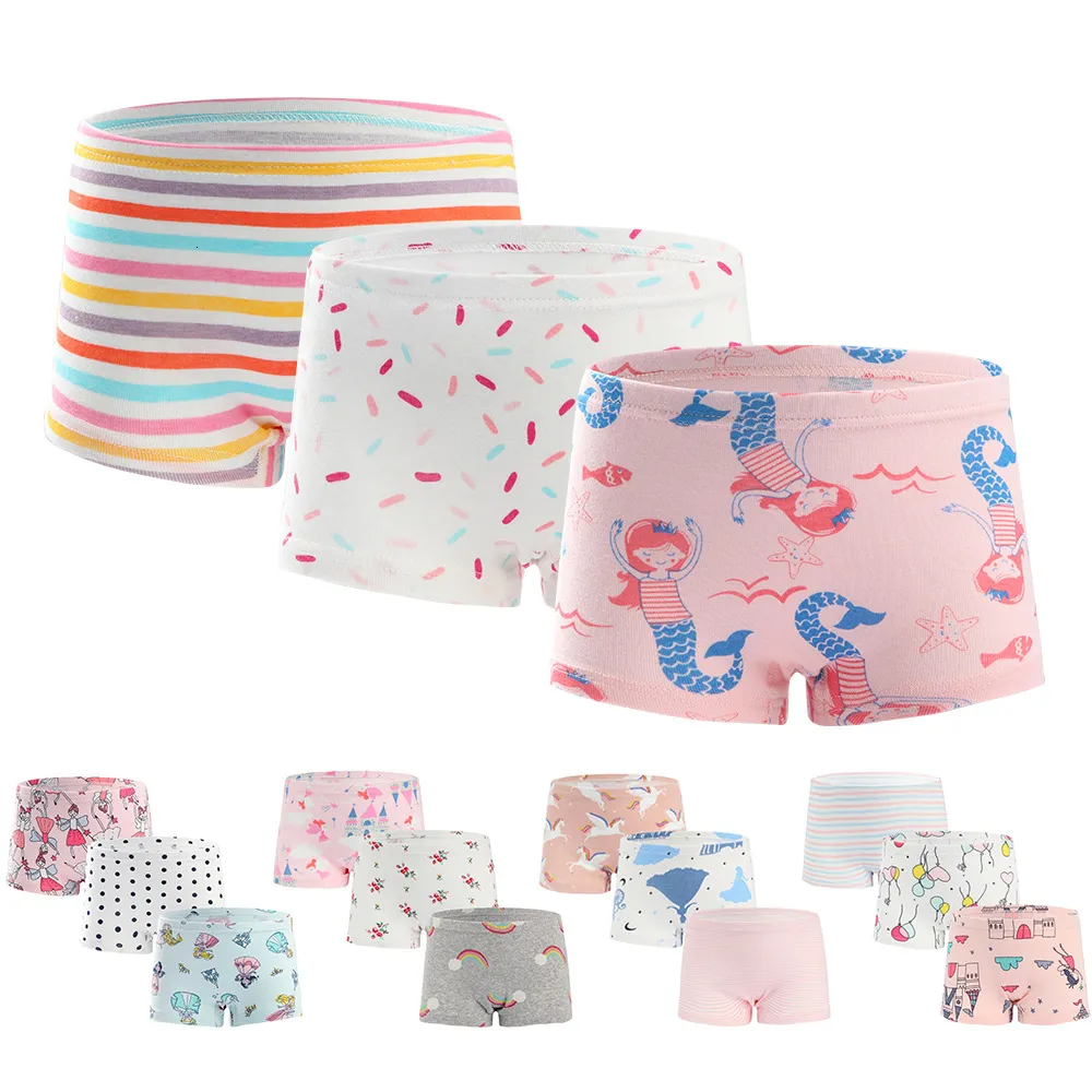 Cute Cartoon Print Pure Cotton Boxer Abdl Briefs For Girls Set Of