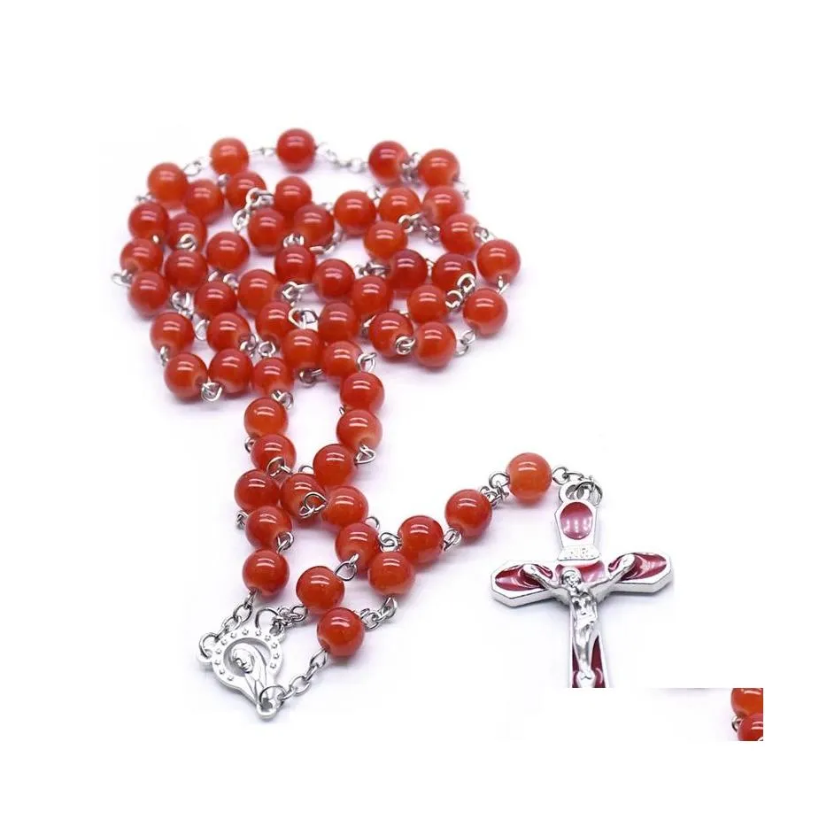 Colliers pendants Collier Rosaire rouge