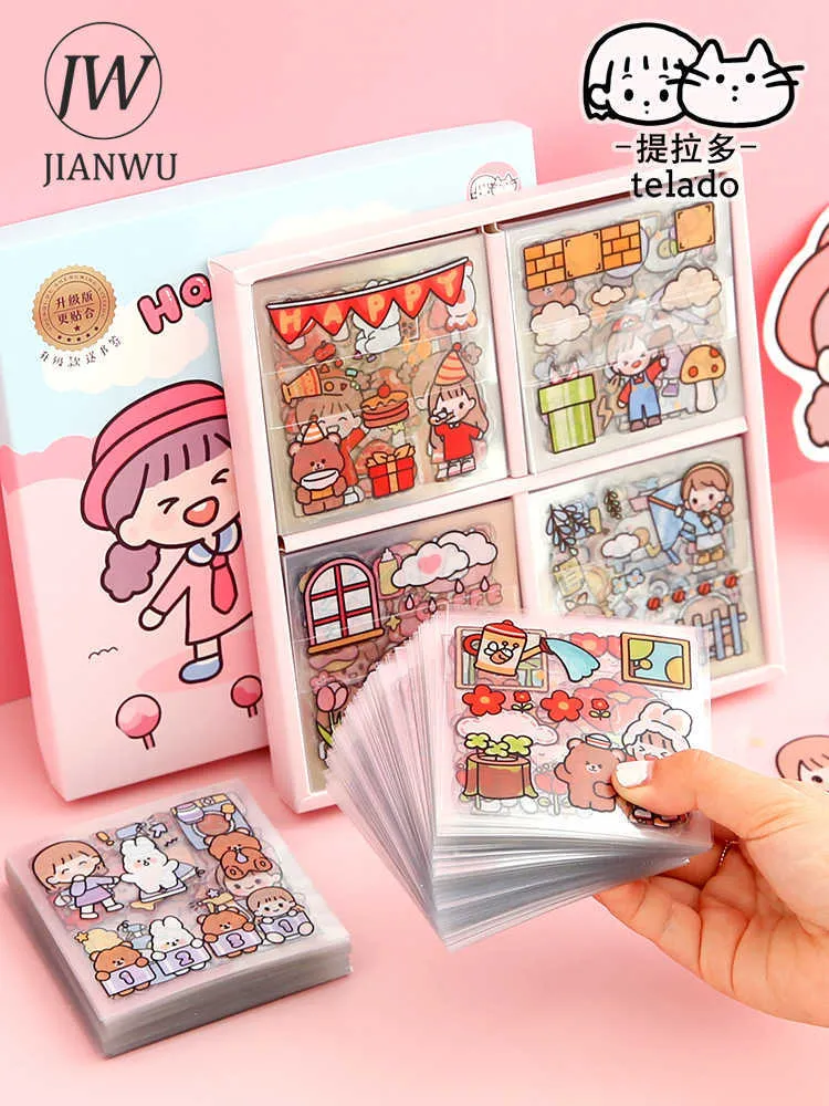 Journaling 4 pcs sticker Scrapbooking supplies Cute sticker Kawaii  stationery Journal deco stickers junk Material paper