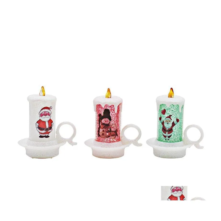 Velas Desktop Decoram velas eletrônicas elementos de natal decalqueiro de neve do Papai Noel Padrão de Papai Noel