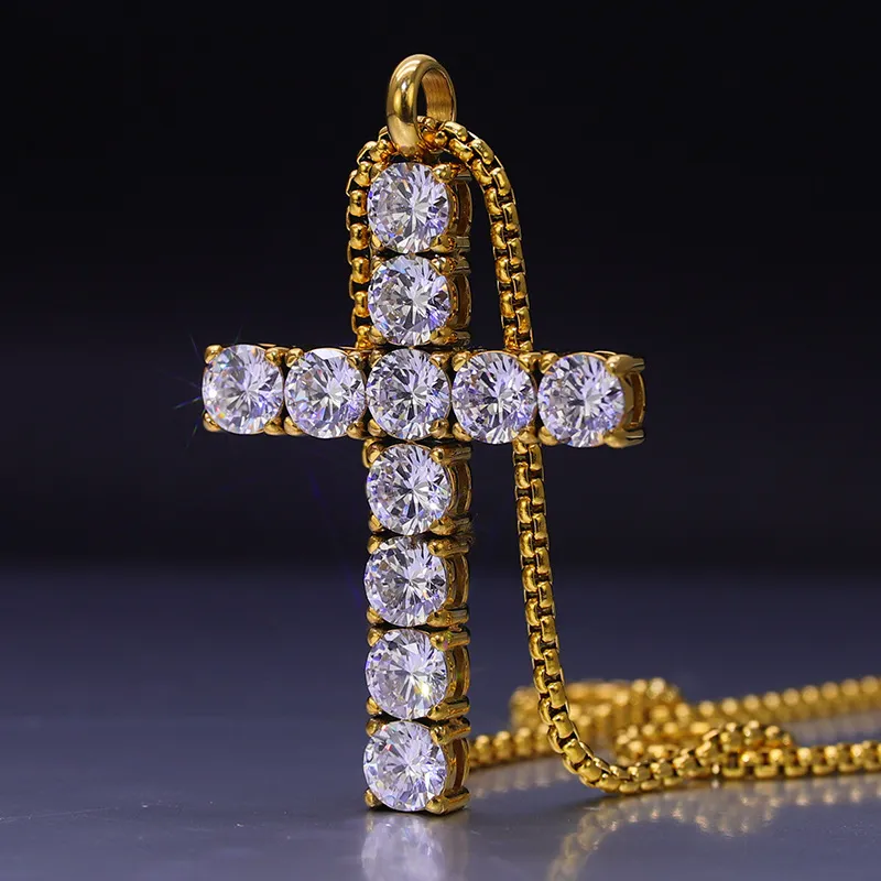 صليب المعلقات المجوهرات 18K الذهب الحقيقي مطلي بالفولاذ المقاوم للصدأ رجال النساء عاشق هدية زوجين المجوهرات الدينية