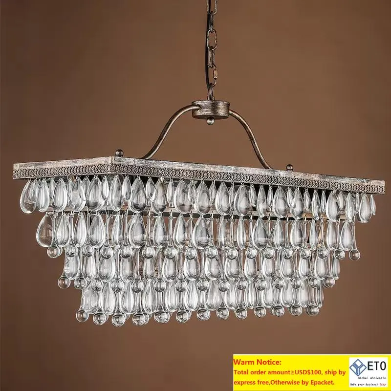 Hedendaags modern kristal kroonluchter licht E14 bollenkas K9 kristal rechthoekige kroonluchter hanger lamp voor moderne woningdecoratie