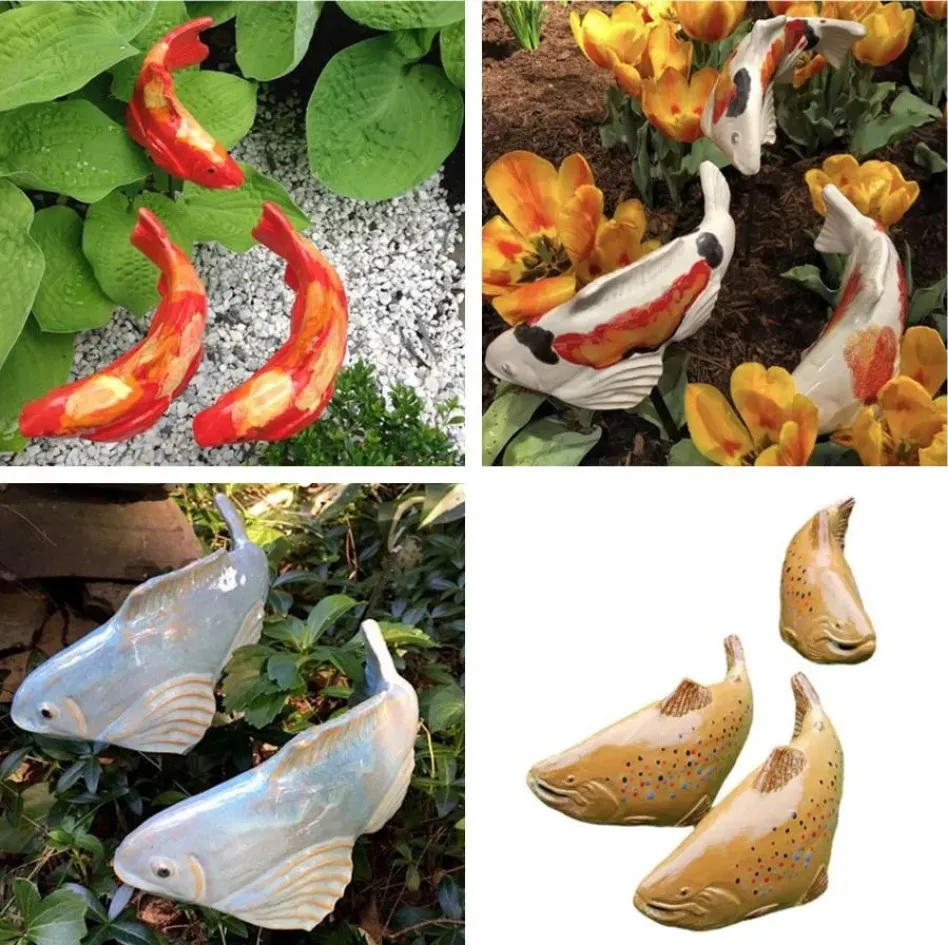 Garden Koi Resin Crafts Lawn Decoration Courtyard Art Wholesale 16x7.5x5.5cm bb1205