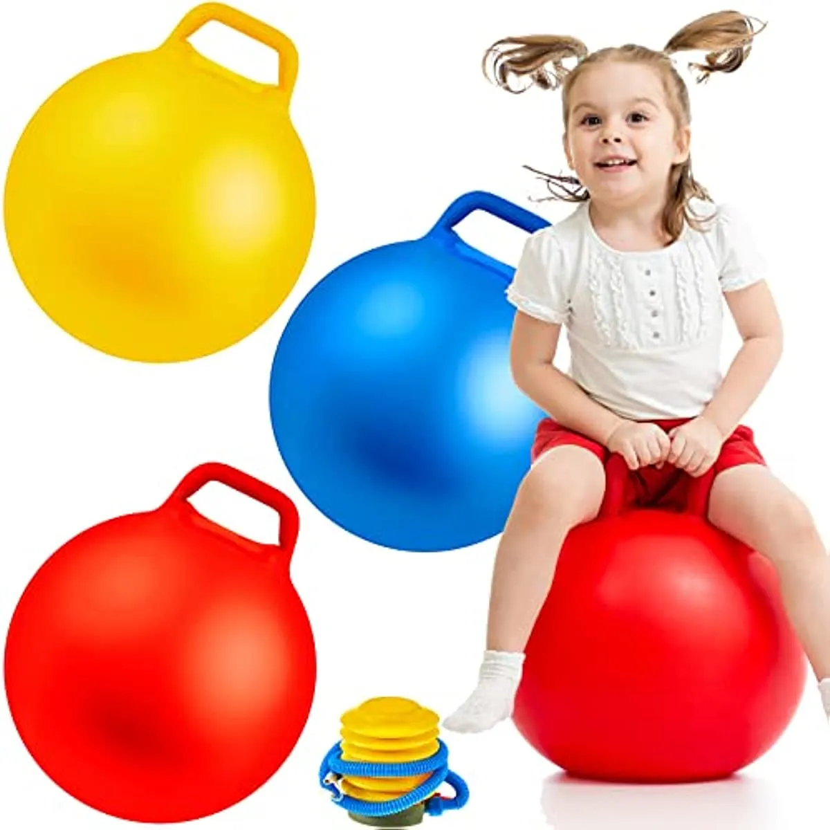 Jouets de Sport boule de trémie de 18 pouces, grandes balles rebondissantes avec poignées, saut rond pour enfants avec pompe à Air, jouet de saut rebondissant