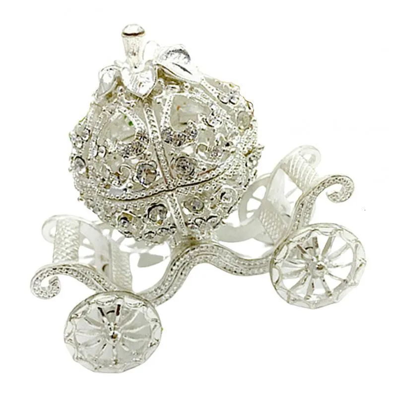 Pumpkin Carriage Crystal Jeweled Trinket Jewelry Box, Wedding Ring Box Novelty Gift for Women Girls