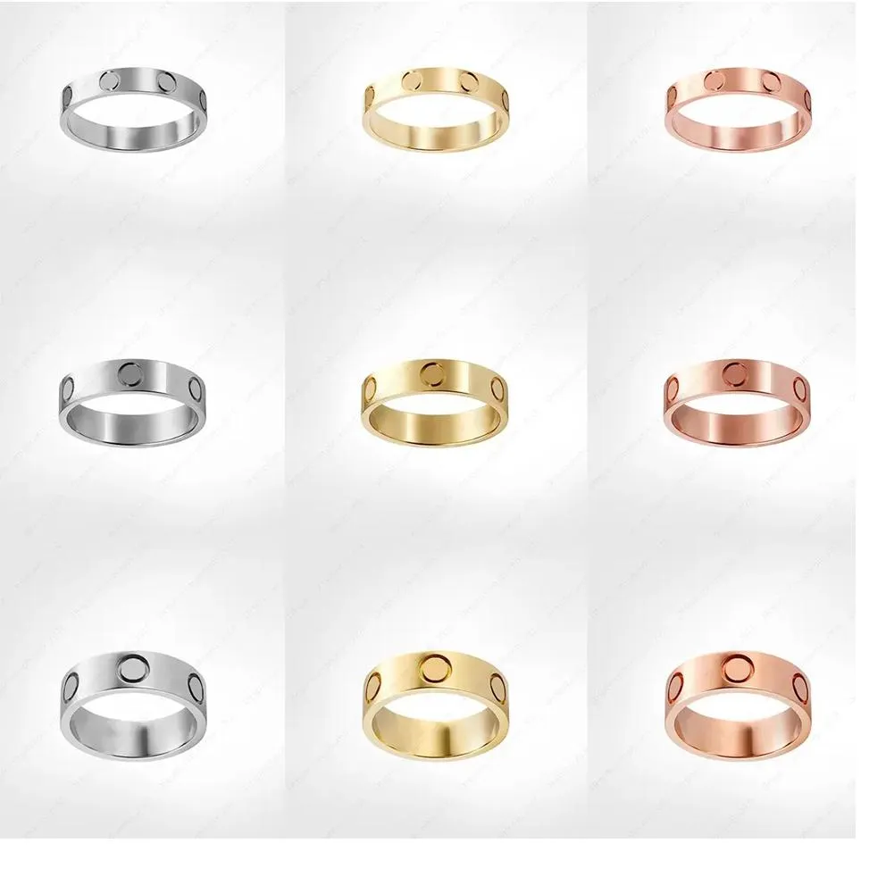 srebrne pierścienie 3 pierścienie diamentowe Miłość projektant Pierścień Pierścień luksusowy biżuteria Kobiety 4/5/6 mm tytanowe stalowe stalowe biżuterie złota