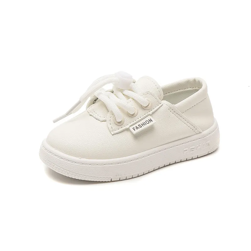 Sneakers Children White Shoes Autumn Leather Low top Lace up Boys and Girls Soft Sole Casual Flats Back To School Fashion 221205