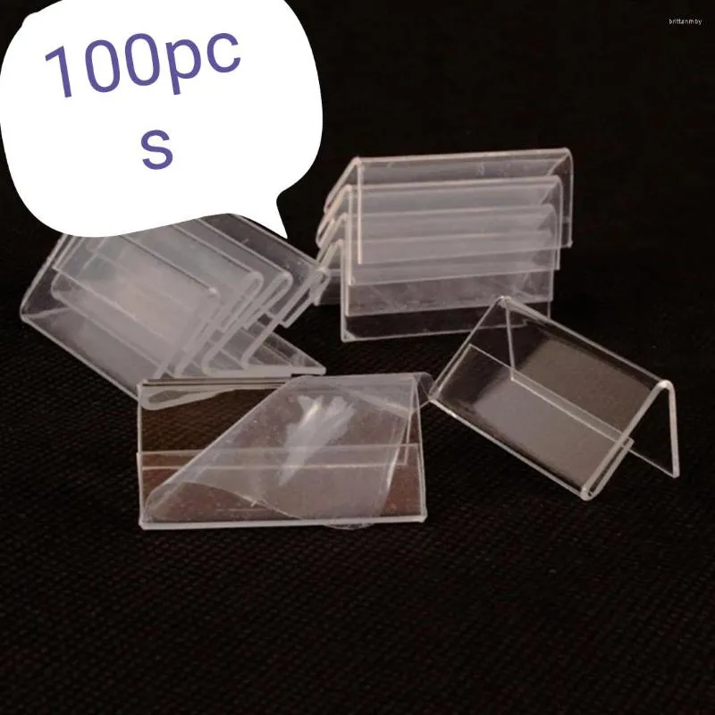 Bolsas de joalheria 100 sinais de clipe de preços transparentes Stands Racks de pôsteres Acessórios 25pcs Mini rótulo de plástico Clear acrílico 40 20mm