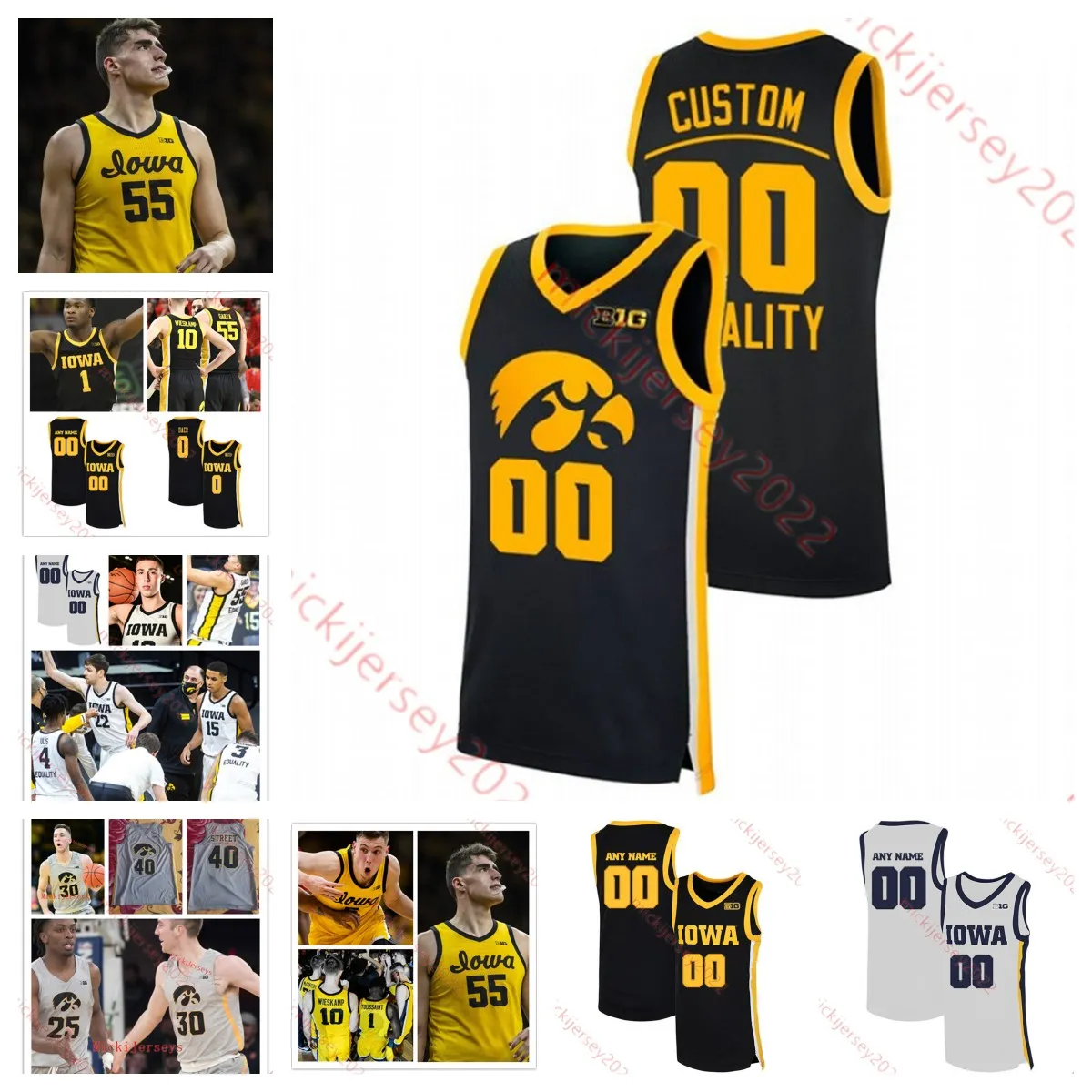 Luka Garza Keegan Murray Iowa Hawkeyes 농구 저지 20 Payton Sandfort 30 Connor McCaffery 14 Carter Kingsbury 44 Riley Mulvey Iowa Jerseys