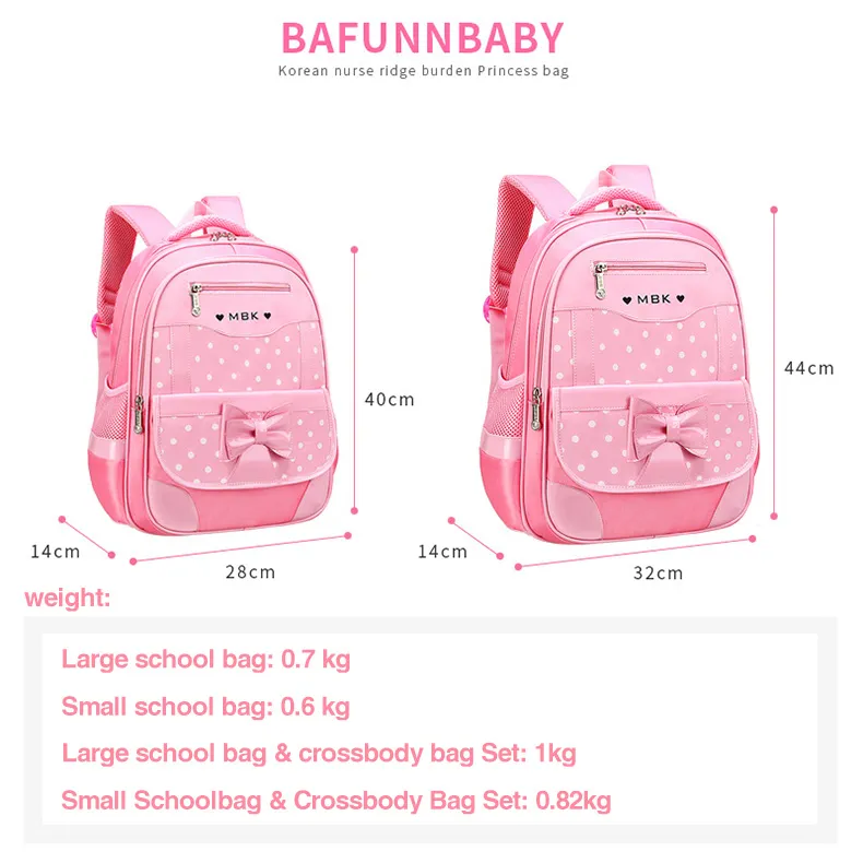 15 year old 6-12 Year Old Child's Schoolbag girl bookbag Set women student Cute Bow Wave point Backpack princess Shoulder tote