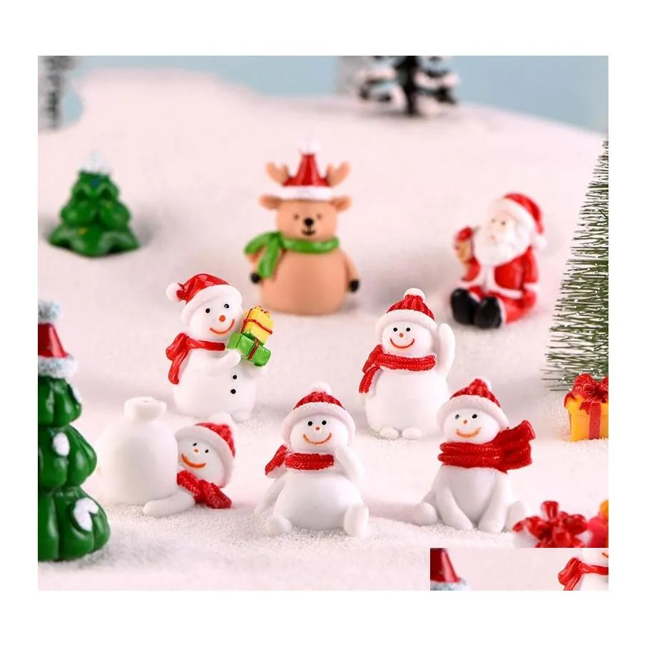 Christmas Decorations Christmas Snowmankey Buckle Fairy Garden Accessory Ring Micro Scene Watching Snow Scenery Basin Landsca Orname Dhsf1