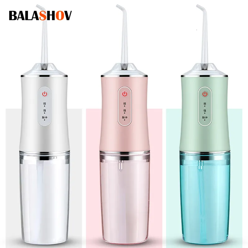 Other Oral Hygiene Irrigator Dental Water Jet For Teeth USB Rechargeable Portable Flosser 4 Nozzles 200ML proof IPX7 Tooth Cleaner 221203