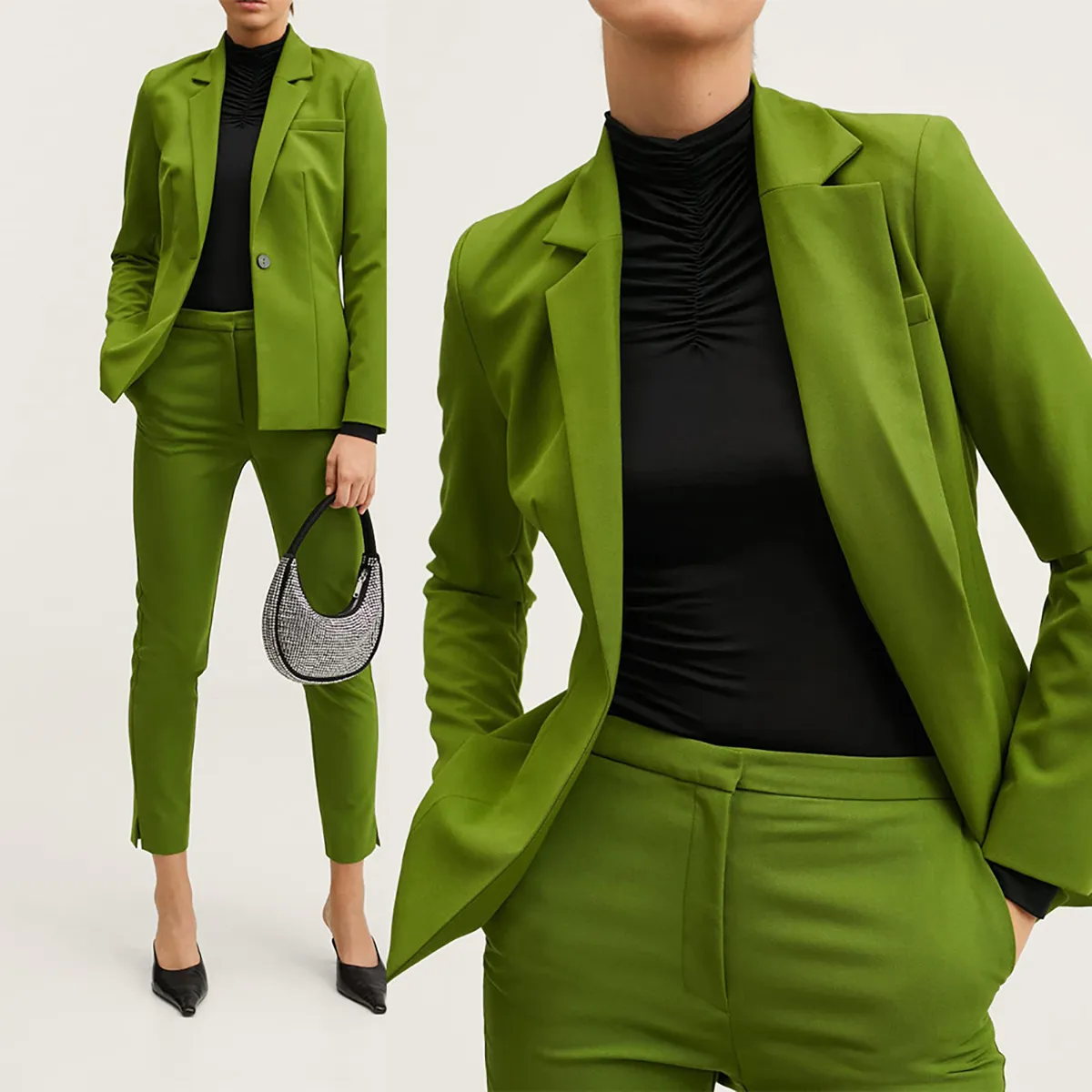 Femmes Blazer costumes automne hiver élégant solide à manches longues haut droit pantalon ample ensembles haut Streetwear