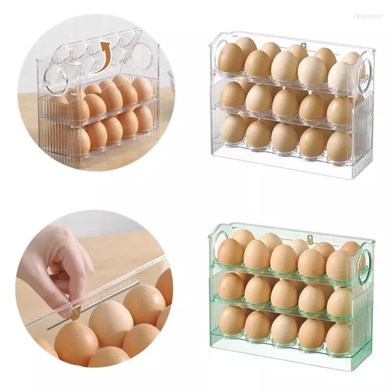 Storage Bottles 3Layer 30 Grid Egg Refrigerator Organizer Food Containers Fresh-keeping Case Holder Tray Dispenser Kitchen Boxes