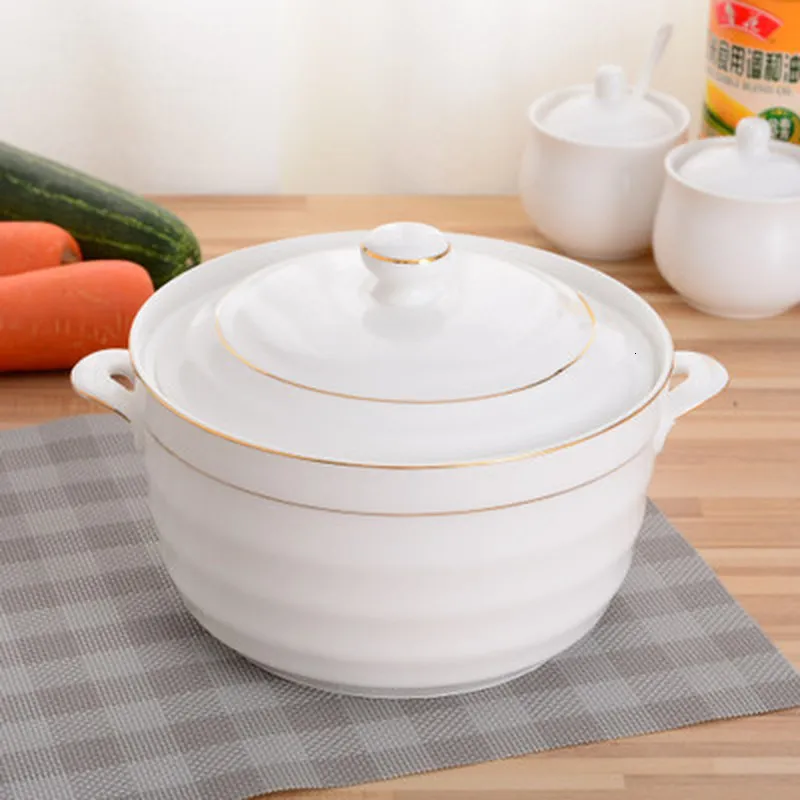 Soup Stock Pots Ceramic Soup Bowl with Lid Round Phnom Penh Dinnerware Bone China Large Pasta Pot Stew Cup Household Kitchen Supplies Tableware 221203