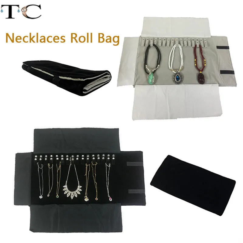 Jewelry Stand Necklace Storage Bag Nylon Roll Organizer Velvet Bracelet Carrying Display Holder Business Pouch 221205