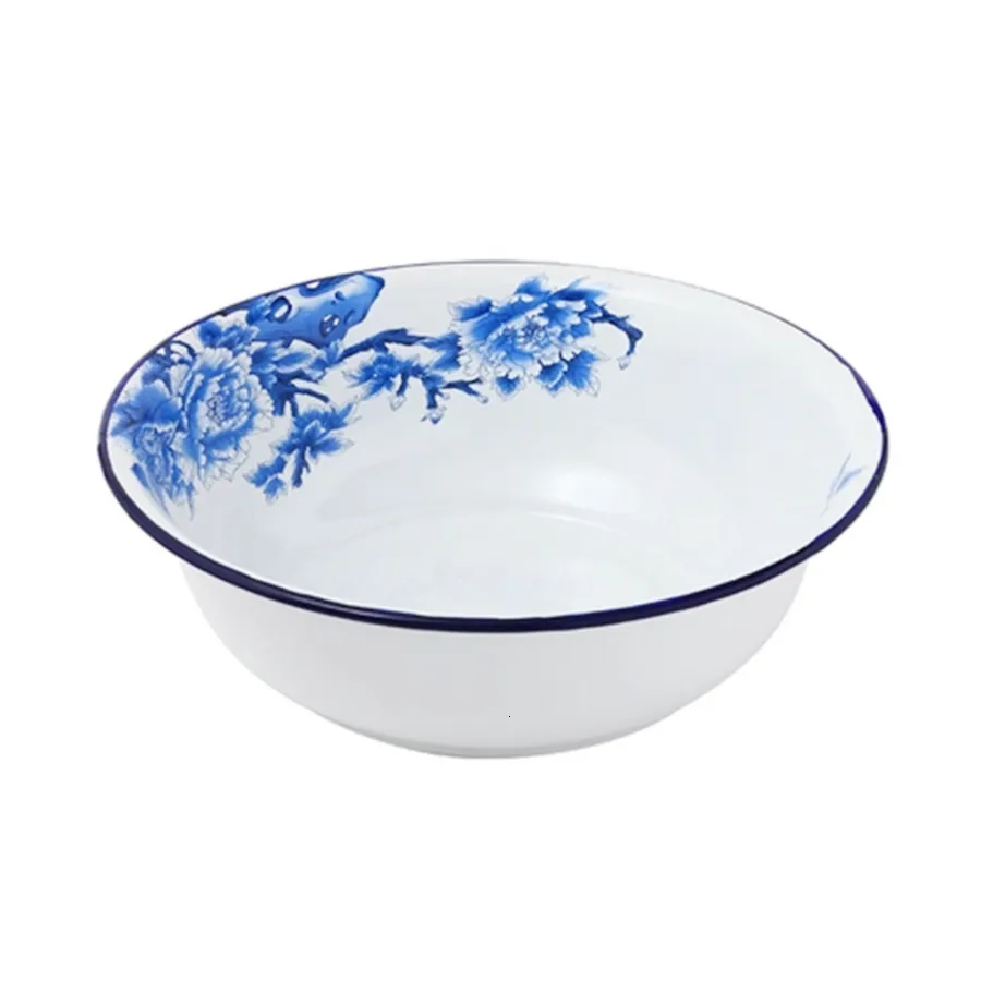 Pentole per zuppa Lavabo per ciotola in smalto vintage cinese con motivo in porcellana blu e bianco, per alimenti, frutta e verdura, contenitore per zuppa, lavabo 221203