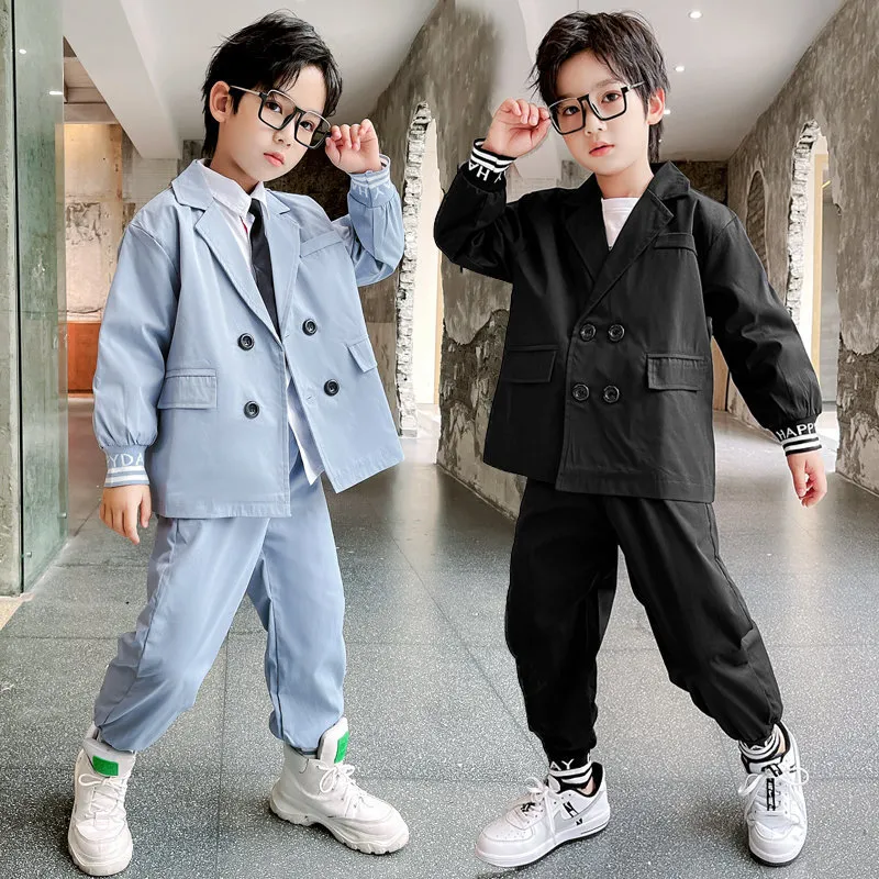 Suits Teenage Boys Clothing Sets Spring Letter Blazer Pants Two Pieces Suit for Clothes Fashion Kids Costume 8 10 12 13Years 221205