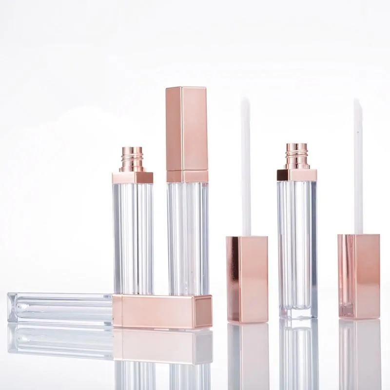 Garrancas de tubo de gloss vazio Bottles Diy Lip Gloss M￡scara Creme Recipientes de Ouro Rosa Recarreg￡vel