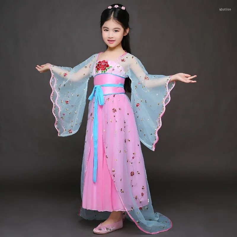 Bühnenkleidung Design Fee Prinzessin alte chinesische Kleidung Volkstanz Robe Kleid klassische Kostüme für Kindertag