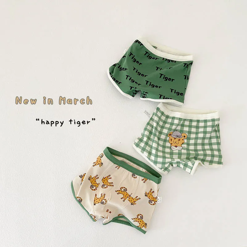 Panties 1146A Children s Underwear N076 3Pcs Lot Cartoon Tiger Print Baby Boy Boxer Cotton Year Boys 221205