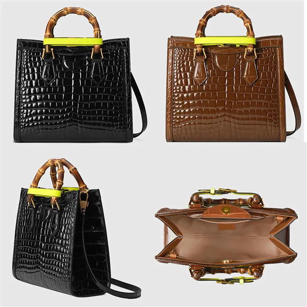 Couro de crocodilo de alta qualidade Diana Diana Bamboo Tote Bag Designers Handbag Saco encantador bolsas de ombro de moda feminina Pochette Pochon 274W