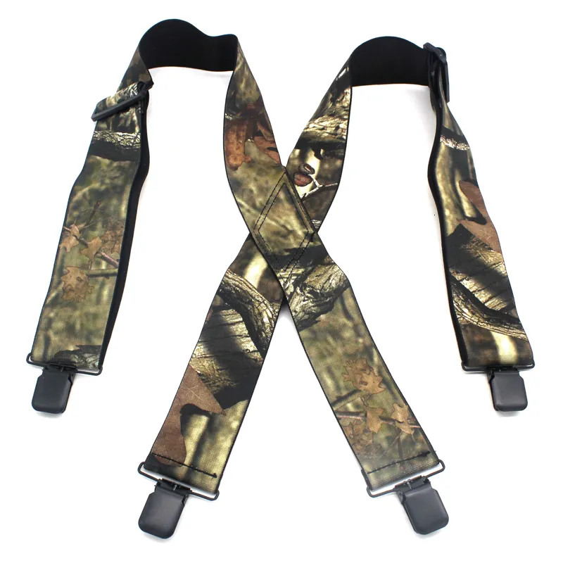 Suspenders Suspenders mannelijke camouflage print elastische tactische riem x vorm 4 pistool zwarte clipson breters bretelles 120 cm lengte mbd8464 221205