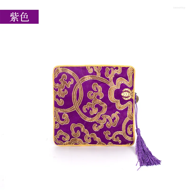 Bolsas de joalheria Bolsas de armazenamento roxo de borla com zíper Brincho de bracelete pendente Anel de jóias Organizador de jóias 11 cor