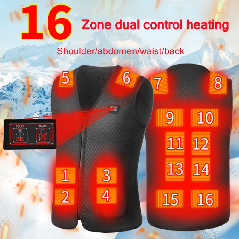 Gilets tactiques 16 Zone Chauffage MenWomen Casual V-cou USB Chauffé Smart Control Température Veste Coton Manteau Hiver Chasse 221203