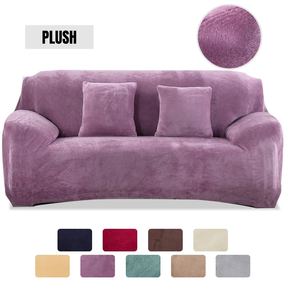 Chair Covers Velvet Plush Thicken Sofa Allinclusive Elastic Sectional Couch for Living Room Chaise Longue L Shaped Corner 221205