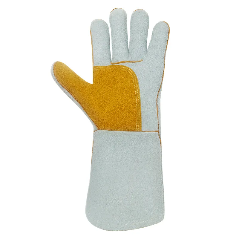 Electric welding hand protection Cowhide full seam strip sewing welding gloves are resistant to high temperature and wear