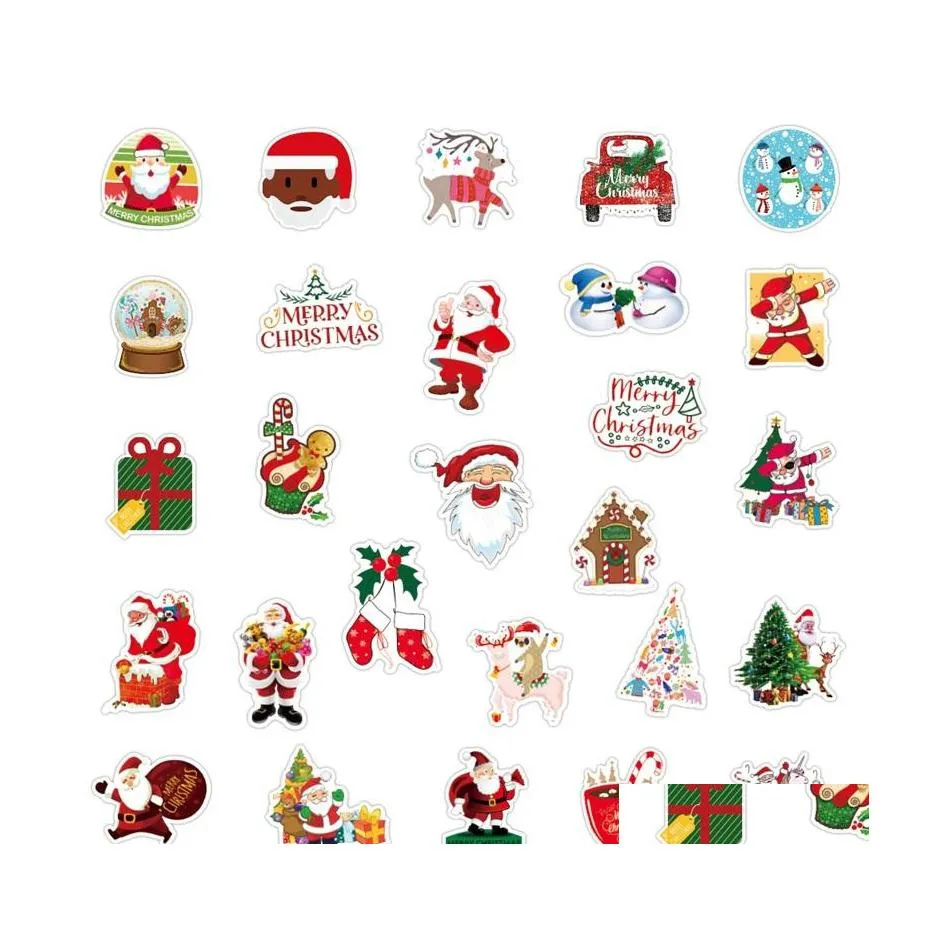 Fridge Magnets Christmas Tree Stickers Thank You Wall Car Sticker Bedroom Decor Santa Claus Waterproof Paper Paster Refrigerator 3 5 Dhja8