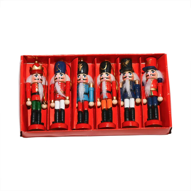 Objetos decorativos Figuras 6pcs Soldado de boneca de quebra -nozes de madeira Miniatura Miniatura Vintage Handcraft Ano de Natal Decoração de Casa 221203