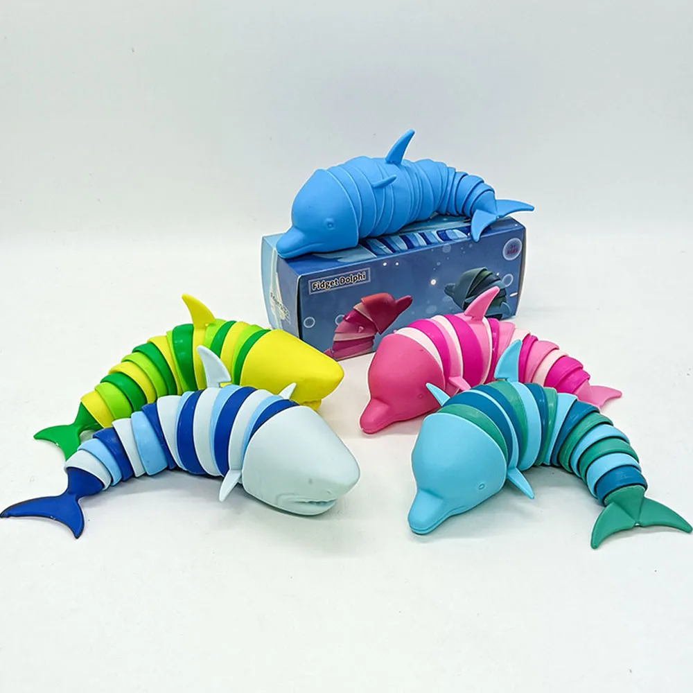 Fidget Shark 3D Sensory Toys Printed Articulated Dolphin Stim Slug