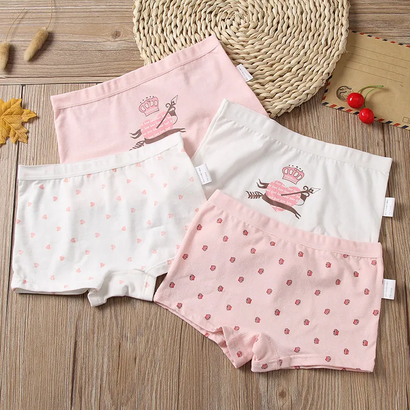 Set Of 4 Cute Cotton Boxer Kidley Panties For Girls Aged 3 12