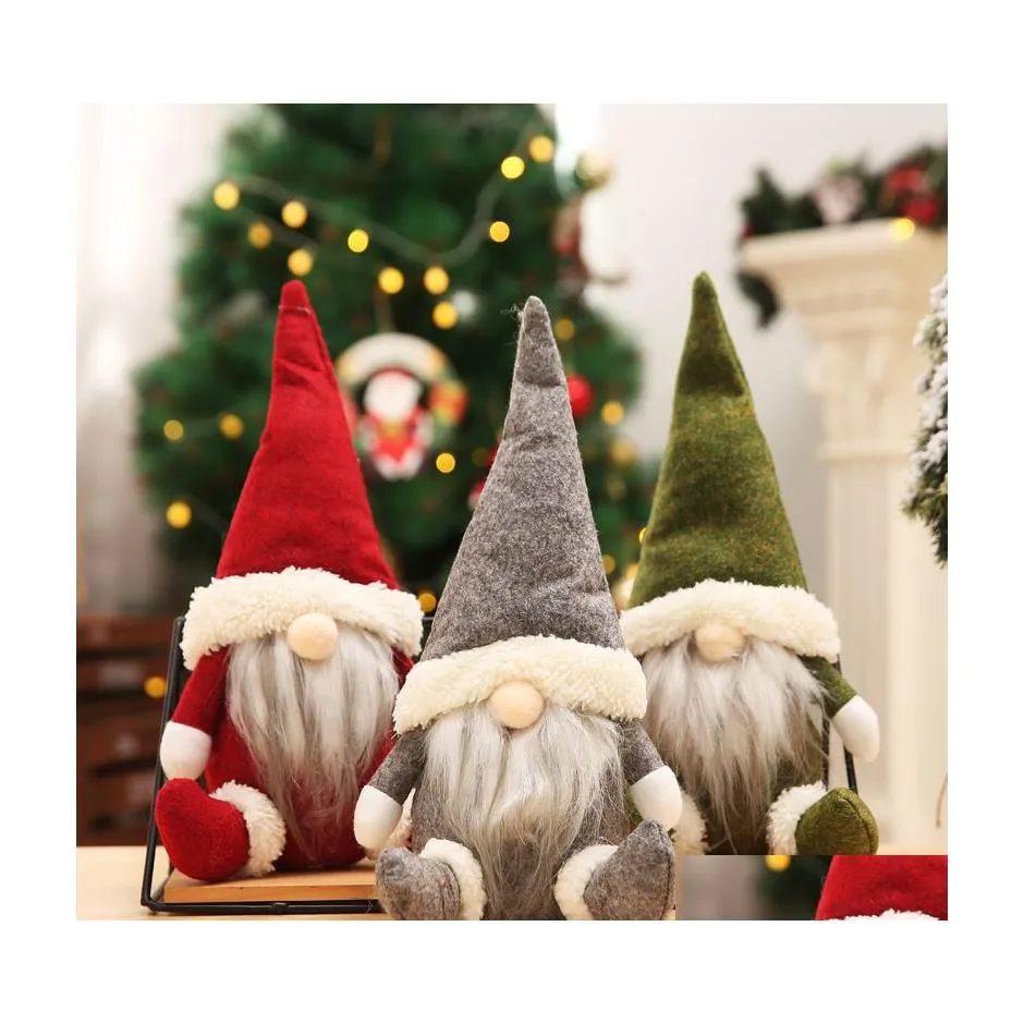 Dekoracje świąteczne US Buffalo Dekoracje świąteczne lalki figurki ręcznie robione gnome bez twarzy Pluszowe zabawki Prezenty Ozdoby dla dzieci Dhmpn