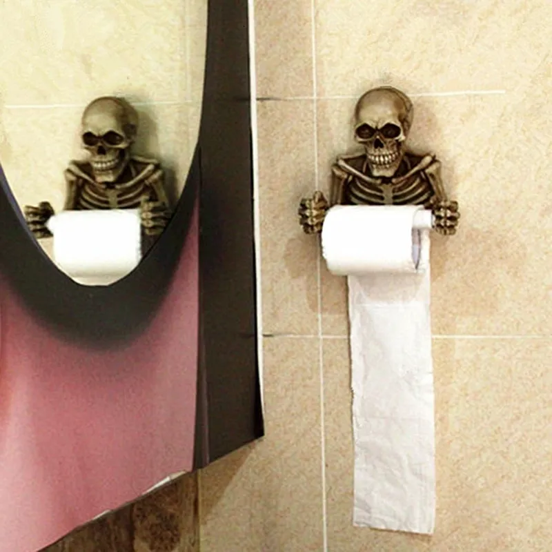 Porte-papier toilette Mural créatif en forme de crâne, porte-papier toilette, décoration de salle de bains, boîte de rangement, porte-mouchoirs, porte-serviettes, rouleau de papier toilette 221205